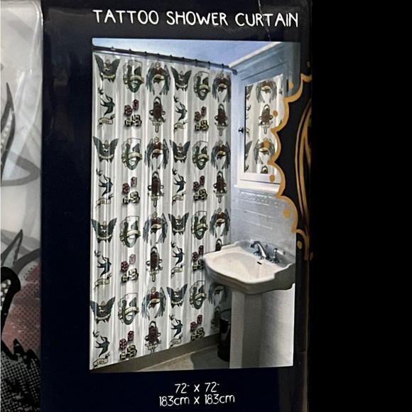 Fun Rock the Bath Tattoo Shower Curtain - Picture 5 of 5